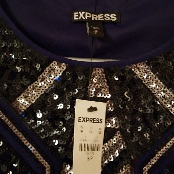 Nwt Express Total Sequin Black & Navy Dress Small - Picture 7 of 8